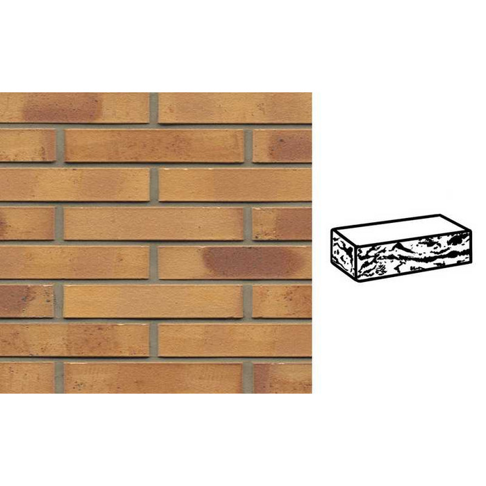 Кирпич клинкерный Muhr 06K Hellbraun-bunt Kohle готик, 240х90х40 мм