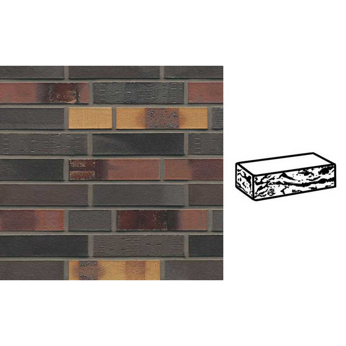 Кирпич клинкерный Muhr 40 Kobalt Spezial geflammt готик, 290х90х71 мм