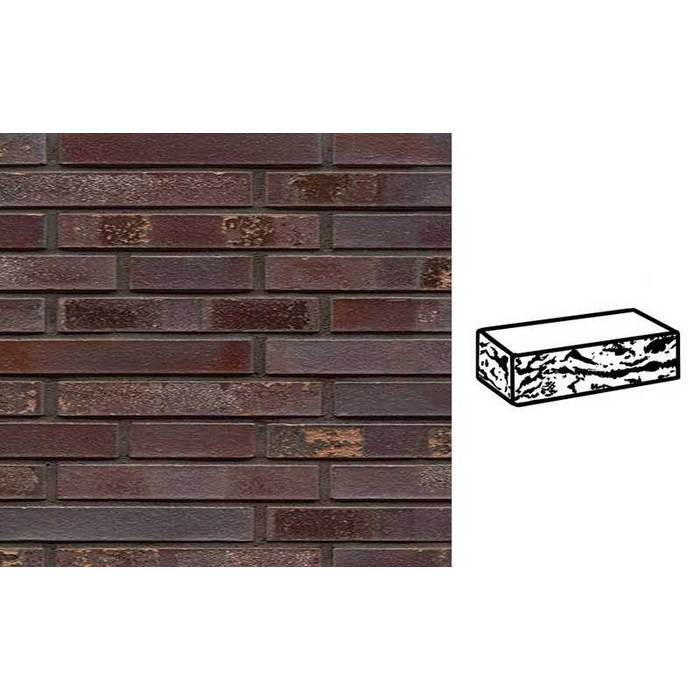 Кирпич клинкерный Muhr 10 S Violettblau geflammt Spezial готик, 290х90х40 мм