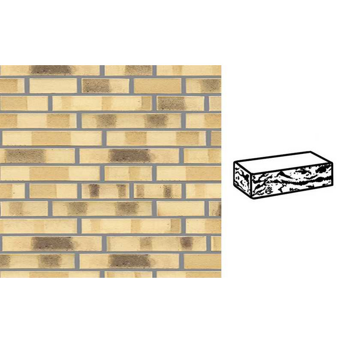 Кирпич клинкерный Muhr 35 KS Creme nuanciert Kohle Spezial готик, 290х90х40 мм