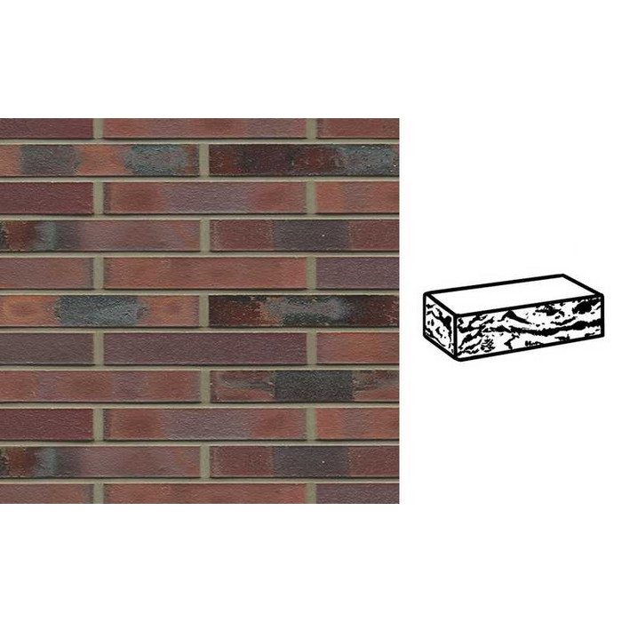 Кирпич клинкерный Muhr 04KS Rotbraun-bunt Kohle Spezial готик, 290х90х40 мм